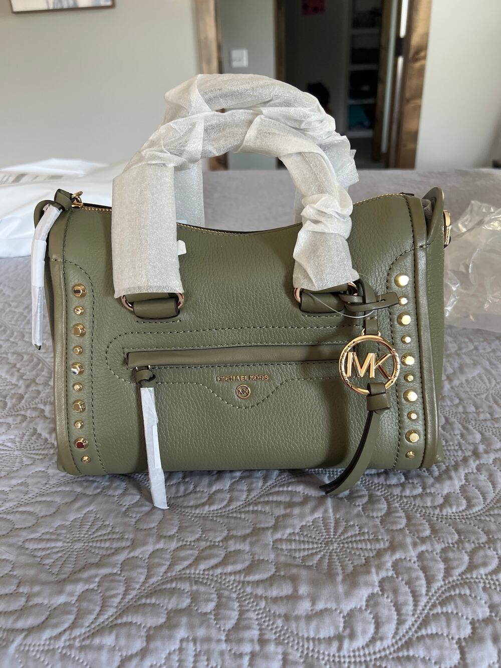 NWT Michael Kors Carine army green purse with dust bag